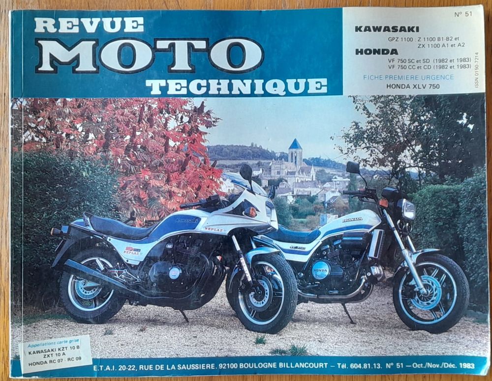 Revue Moto Technique N.51 - Kawasaki GPZ 1100 Z - Honda VF 7 28 Collonges-sous-Sal�ve (74)