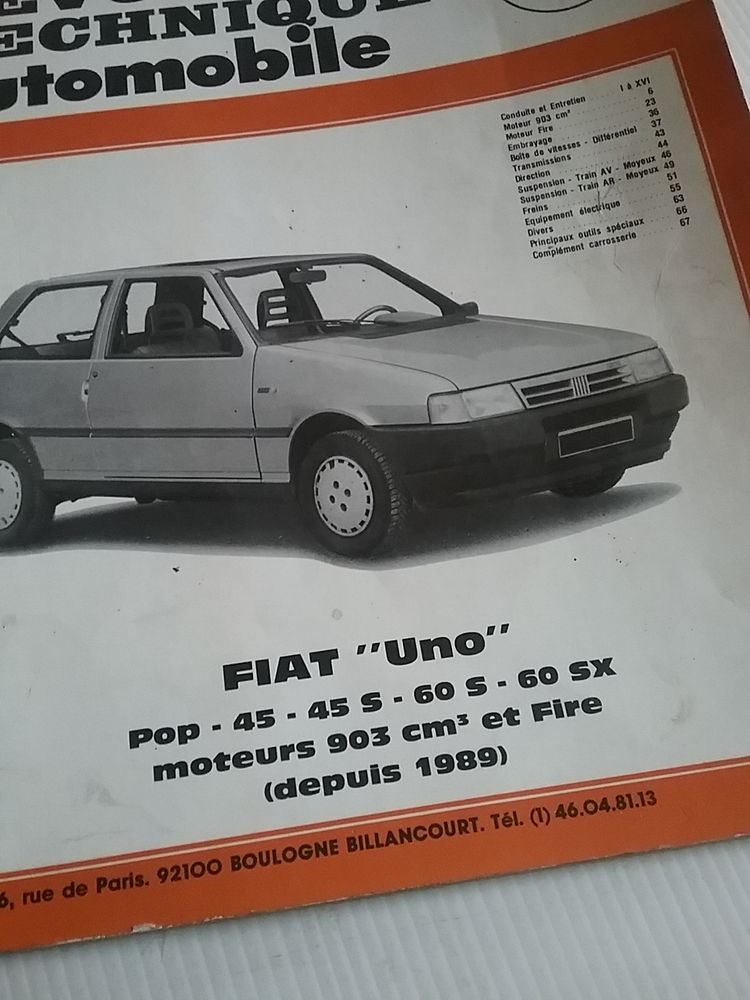 Revue technique auto Fiat Uno pop 9o3 cm3 10 Boutervilliers (91)