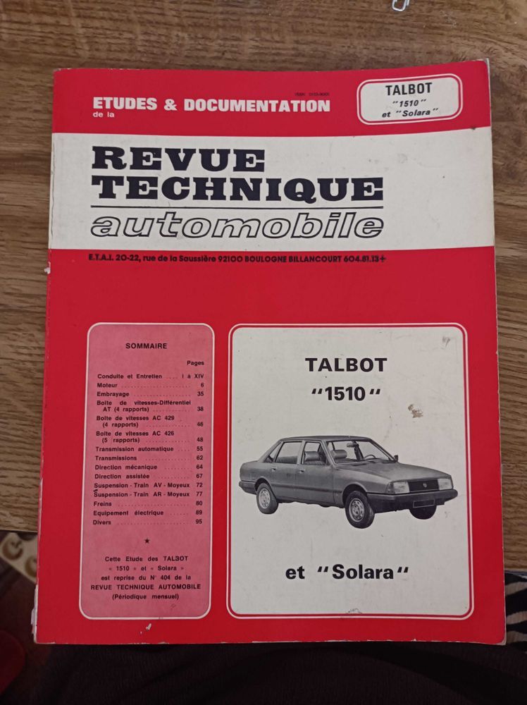 revue technique automobile Talbot 8 Saint-Prix (95)