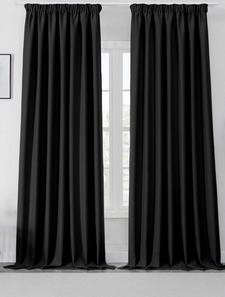 Rideau Occultant Isolant Thermique Noir Galon Fronceur Anti Bruit Opaque Decoration pour Fenetre Salon Chambre 2 Pi�ces L132 x H245 cm 20 Paris 12 (75)