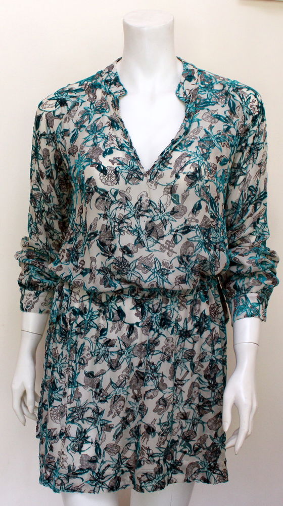 Robe motifs bleu velours turquoise ZADIG & VOLTAIRE T. M 120 Issy-les-Moulineaux (92)