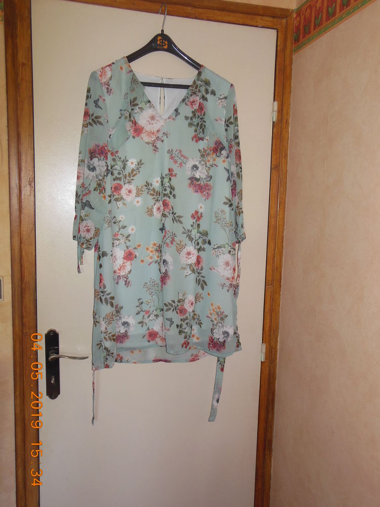 robe verte fleurie voile port�e une fois (amaigrissement) 20 Douzy (08)