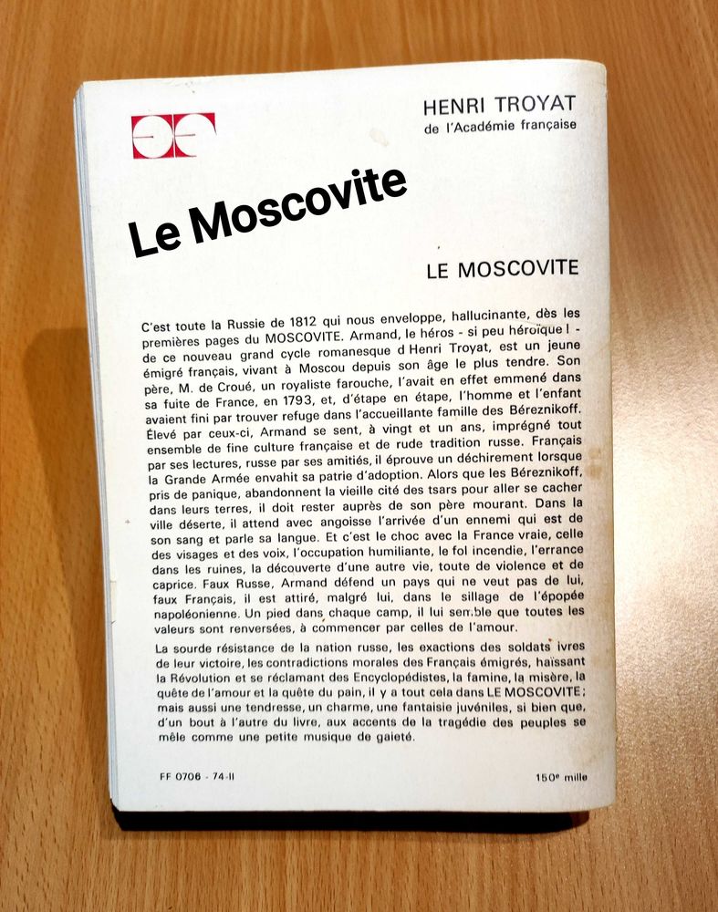 Roman Henri Troyat �  Le Moscovite 2 Chazelles-sur-Lyon (42)