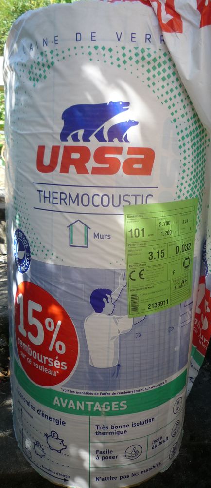 Rouleau de laine de verre ( Dimensions : 2,70 M x 0.77 M) 17 Dole (39)