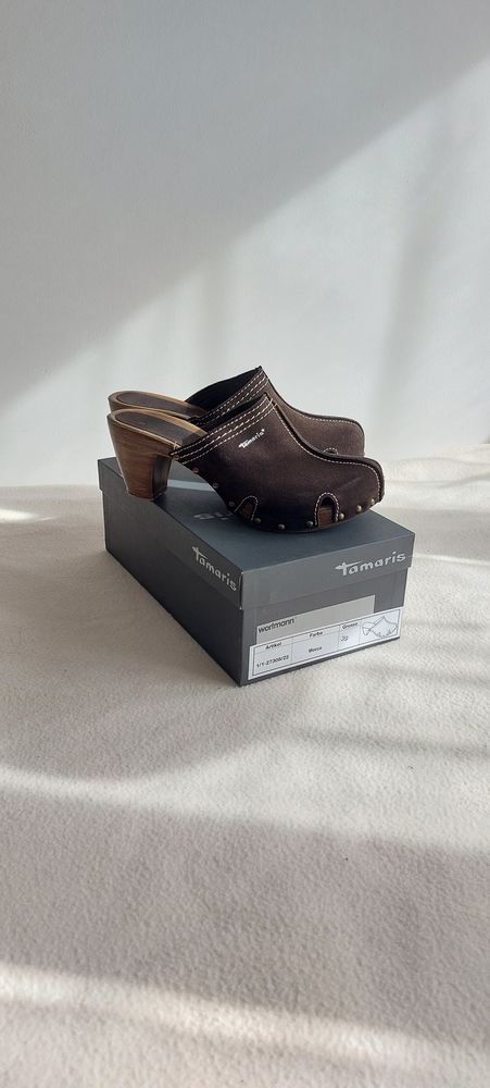 Sabots en cro�te de cuir marron Tamaris 12 Lomme (59)