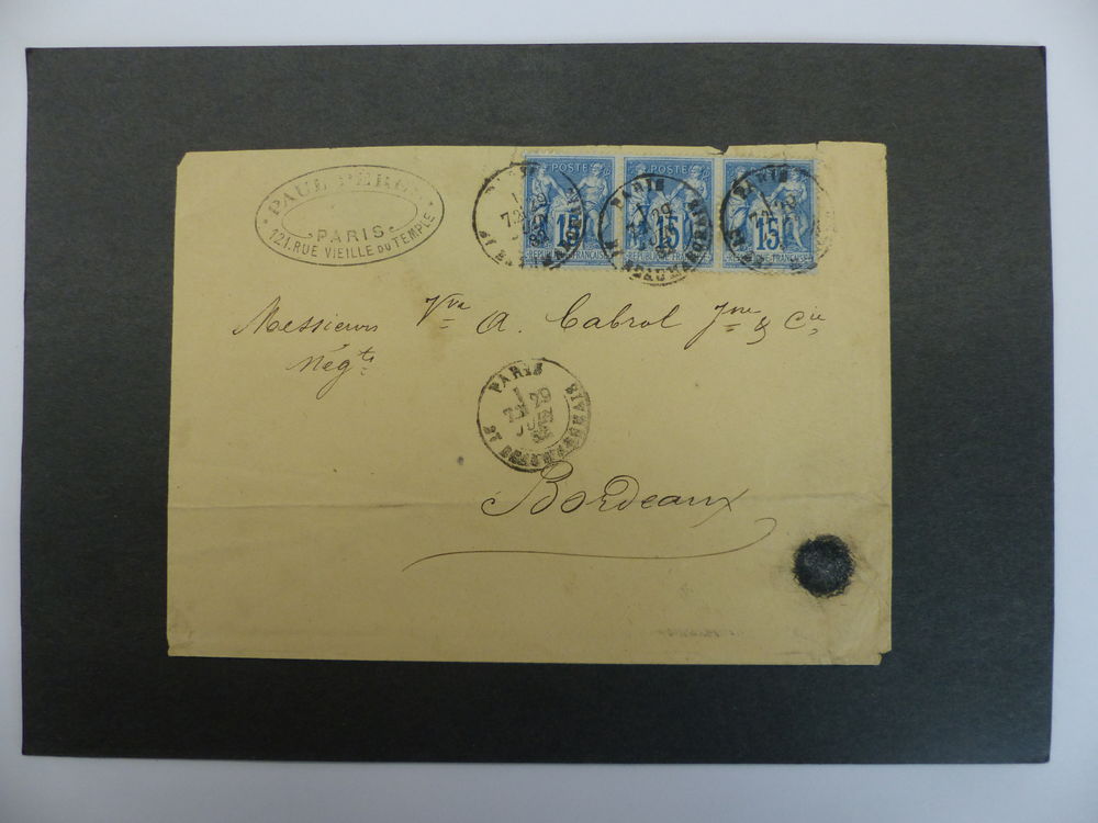 SAGE  90 a  SUR  LETTRE  EN  BANDE  DE  TROIS  COTE  80 � 13 Le Havre (76)