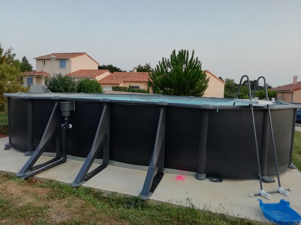 À saisir! Superbe piscine acier graphite luxe 7.30×3.7×1.20m CASH Piscines 2000 Buxerolles (86)