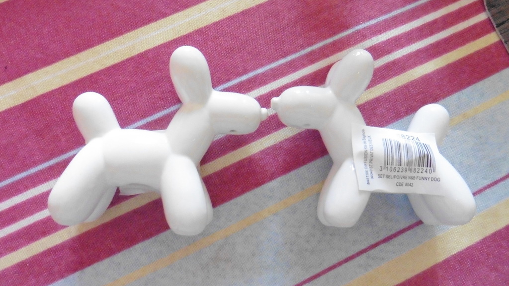 Duo sali�re et poivri�re chiens c�ramique blanc 8 Albi (81)