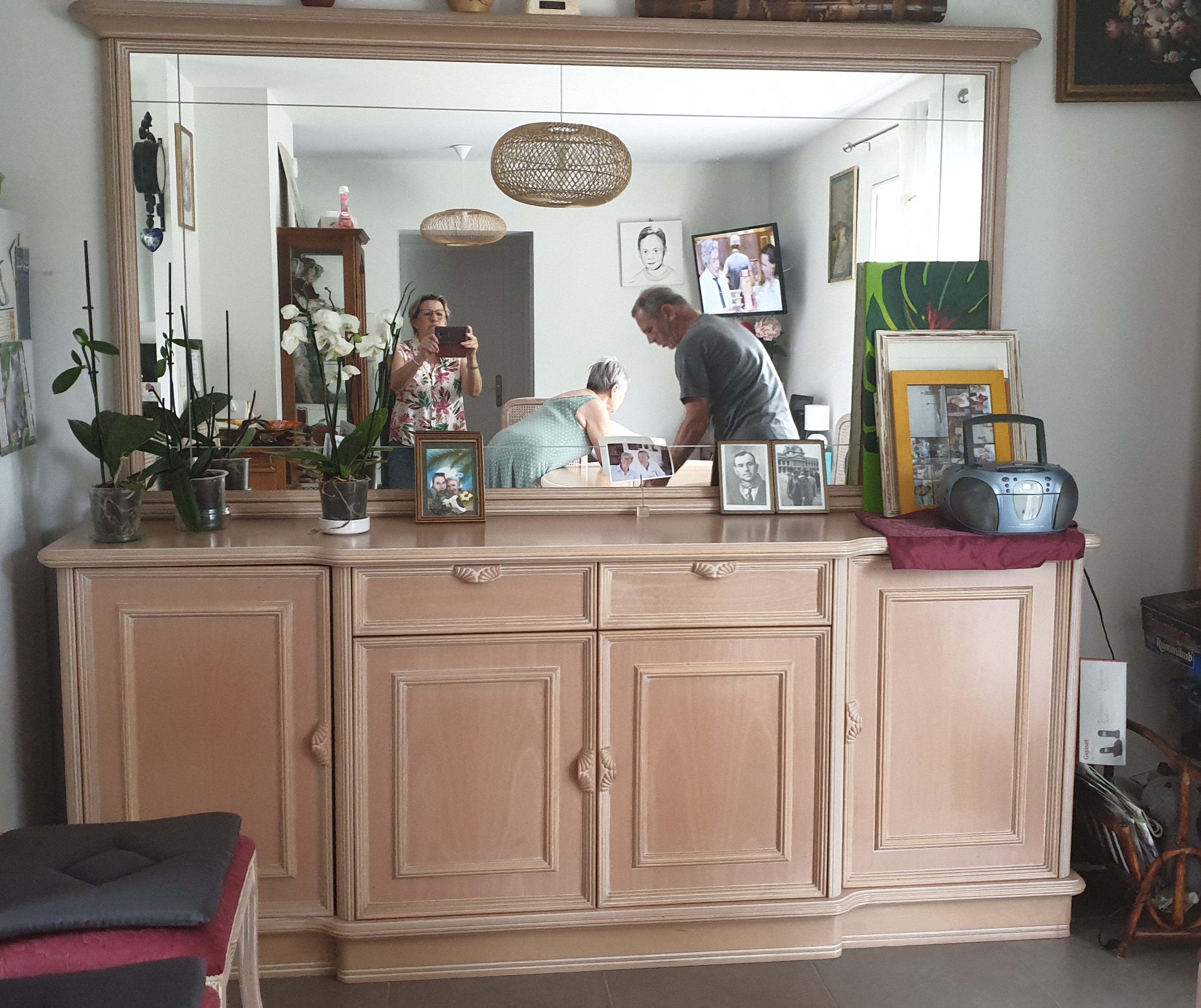 Salle � manger compl�te bois massif c�rus�e rose 400 Capbreton (40)