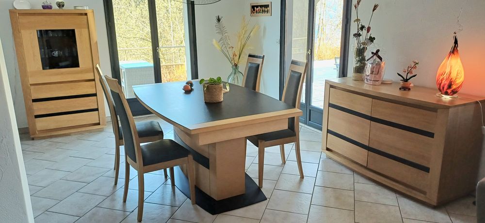 Salle � manger moderne ch�ne massif et c�ramique noire 1000 Saint-Sigismond (74)