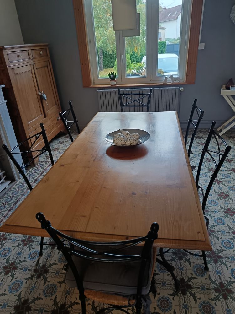 Salle � manger style marocain, table pin et fer forg� 250 Blendecques (62)