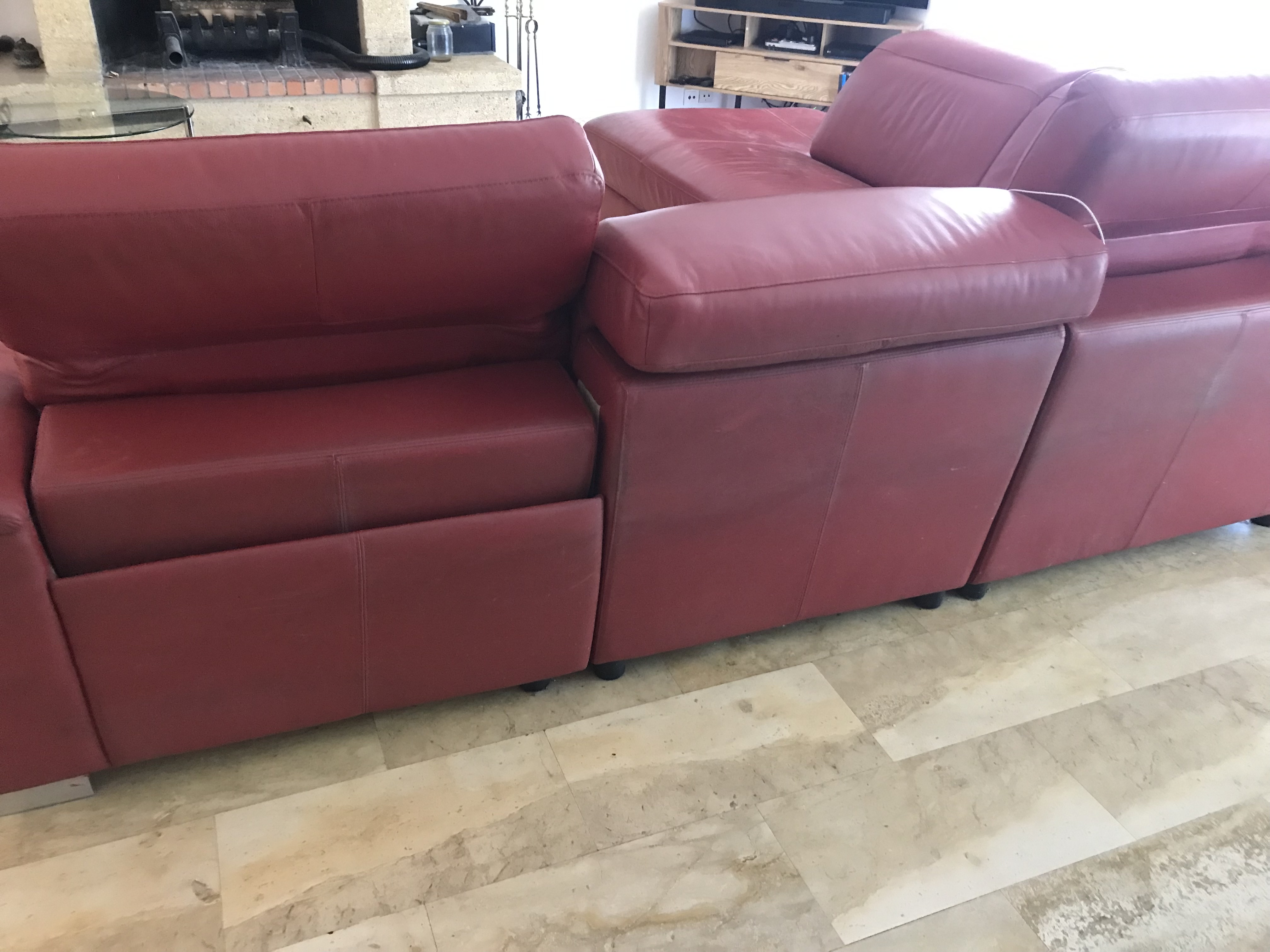 salon d'angle en cuir  : 1 m�ridienne,1chauffeuse,1 relax 0 Wailly (62)