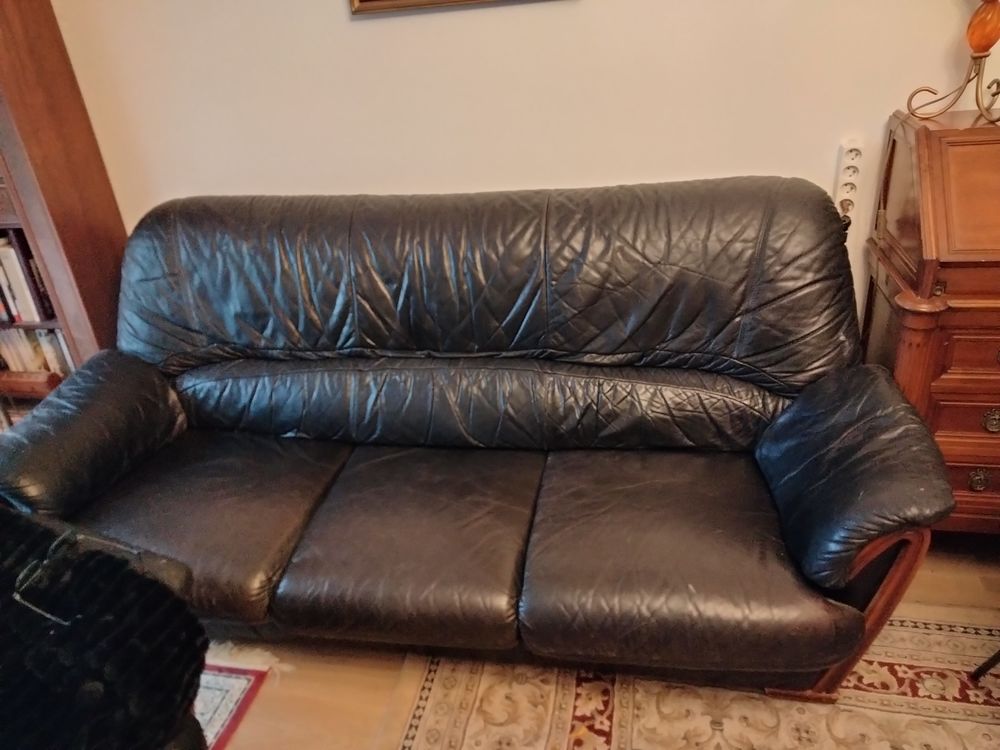 Salon complet en cuir en bon �tat 
10 �pernon (28)