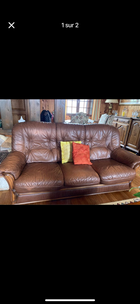 Salon convertible cuir marron 300 Bourbon-l'Archambault (03)