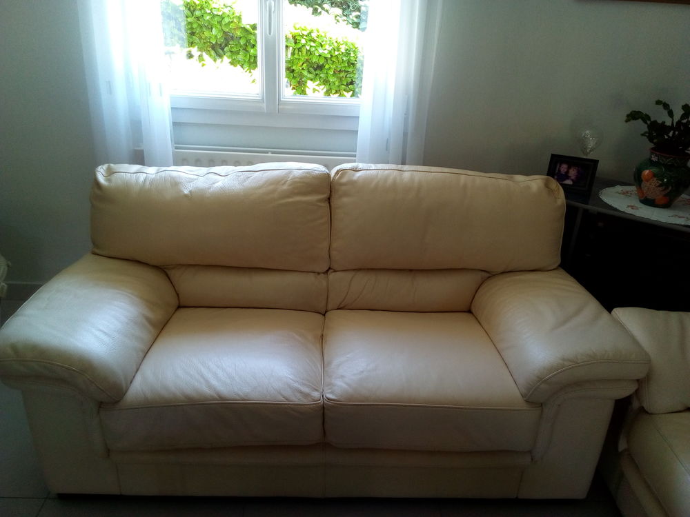 SALON EN CUIR (2 canap�s en bon �tat) beige tr�s clair 1 Cailloux-sur-Fontaines (69)