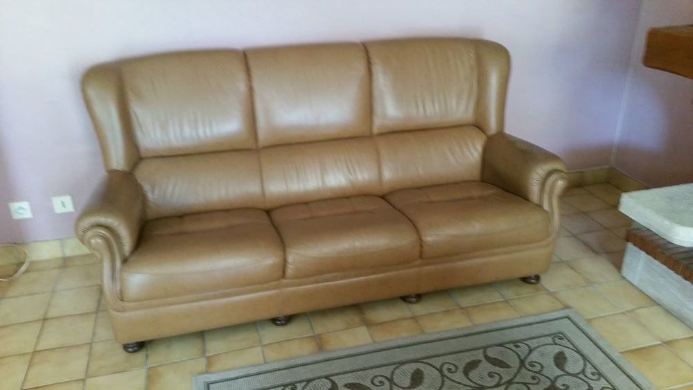 salon en cuir marron clair 100 Les Sorini�res (44)