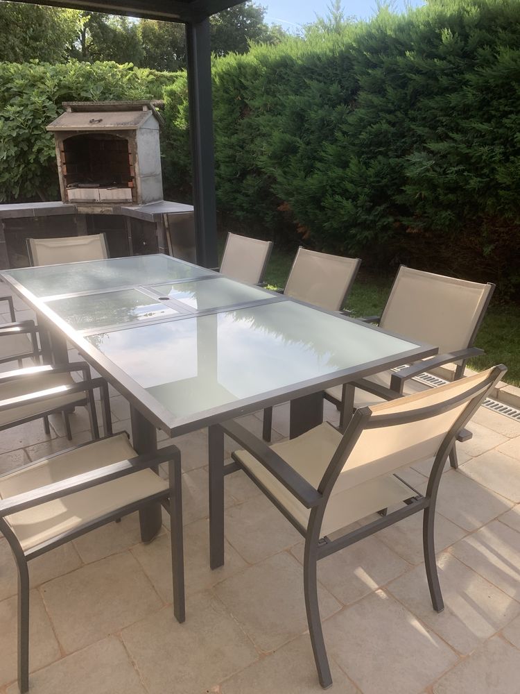 Salon de jardin Table + 10 Fauteuils en Aluminium 500 Montluel (01)