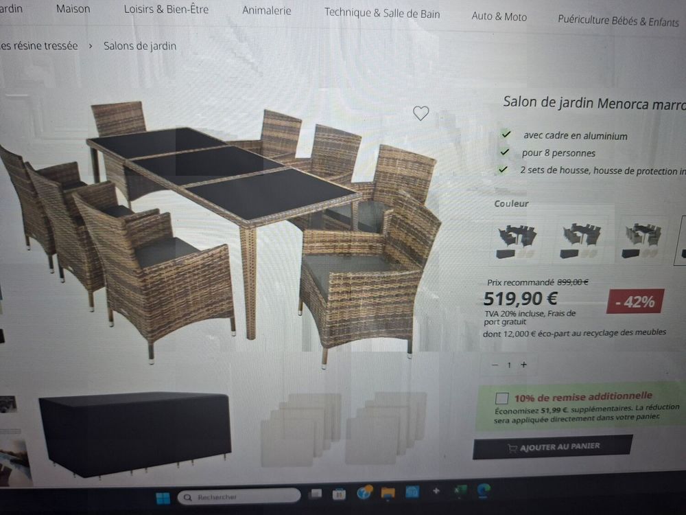 Salon de jardin table et chaises 8personnes 200 Soisy-sous-Montmorency (95)