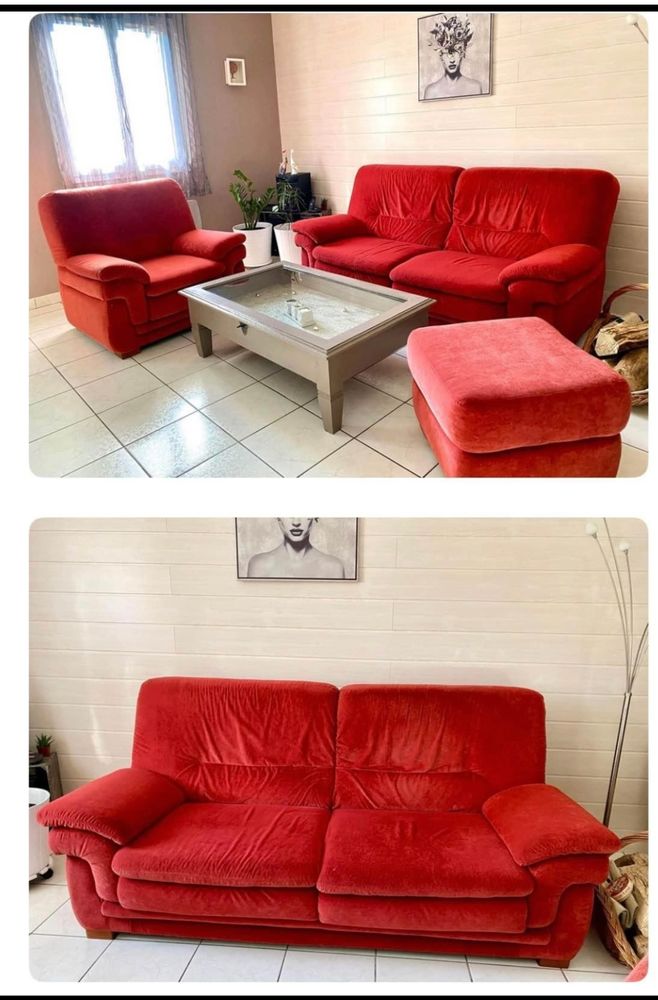 Salon en nubuck trait�e anti taches rouge fixe 0 Saint-Roch (37)