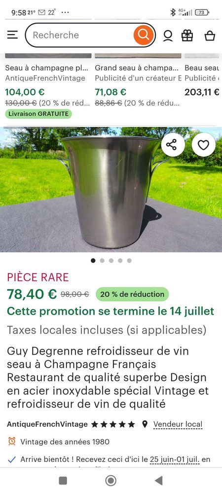 sceau a glace Guy degrenne collection 40 Vallauris (06)