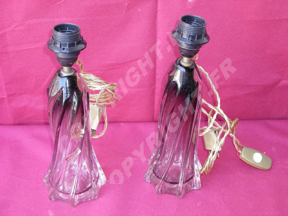 SCHNEIDER PIERRE ANCIENNE PAIRE DE LAMPE EN CRISTAL 69 Sergines (89)