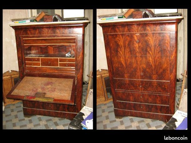 Secr�taire �poque Louis Philippe flamme d'acajou a restaurer 250 Marseille 13 (13)