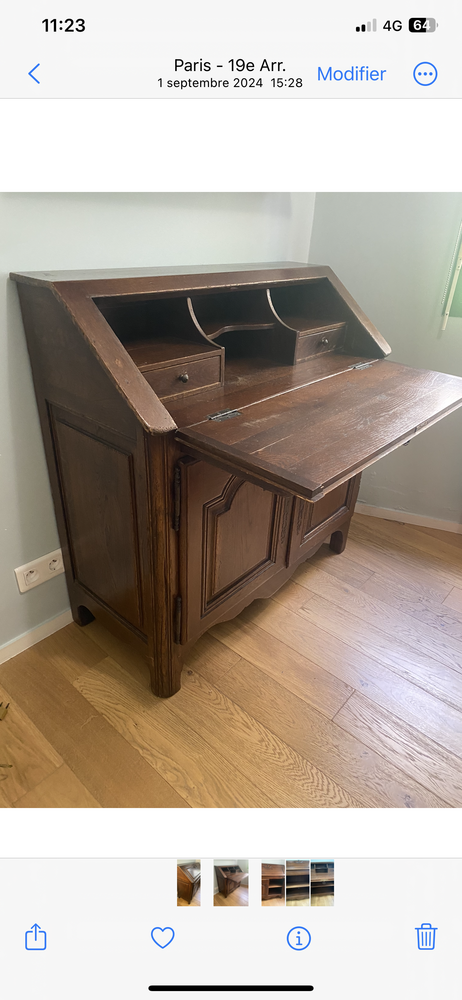 Secr�taire vintage dos d'�ne ch�ne massif 350 Paris 19 (75)