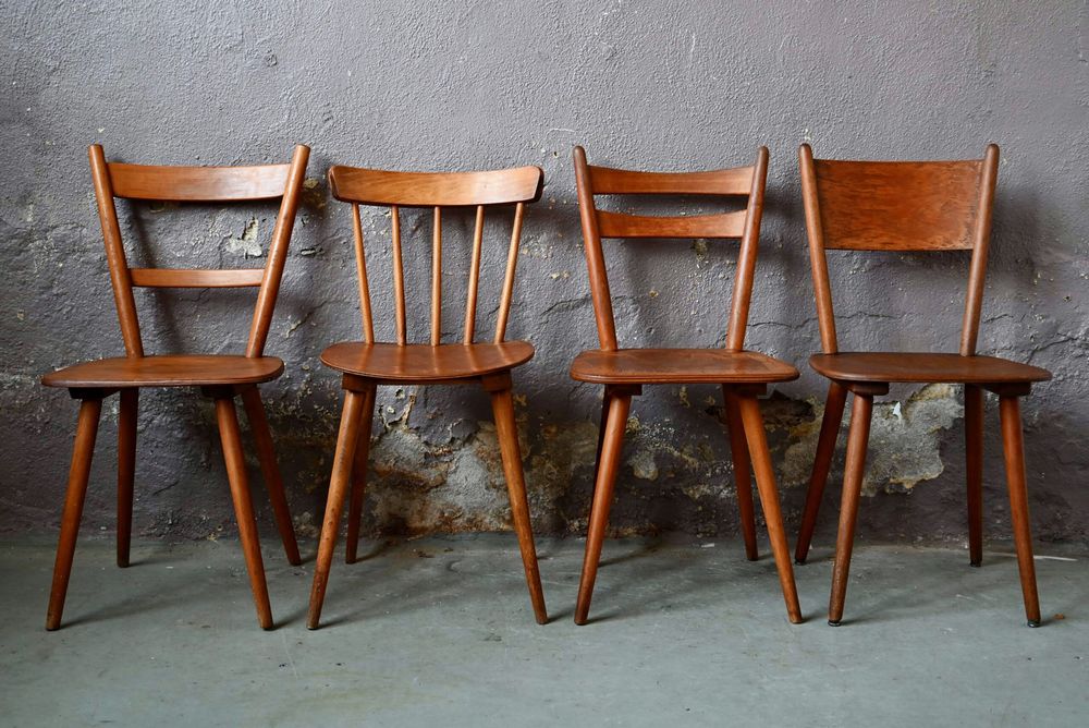 S�rie de 4 chaises style vintage scandinave d�pareill�es mix 400 Wintzenheim (68)