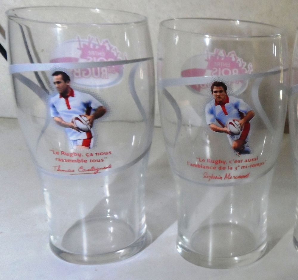 S�rie de 2 verres � bi�re neufs entre rois du rugby  15 Castries (34)