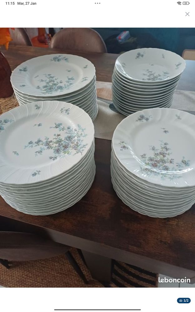 Service d, assiettes porcelaine de Limoges  Bernardaud  250 Mimizan (40)