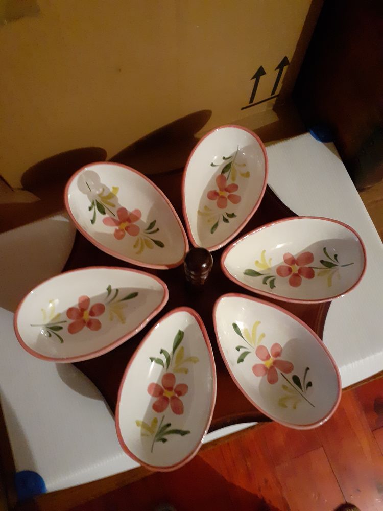Lot De 6 Coupelles à Avocat – Service Vintage – Céramique Peinte – Très Bon état