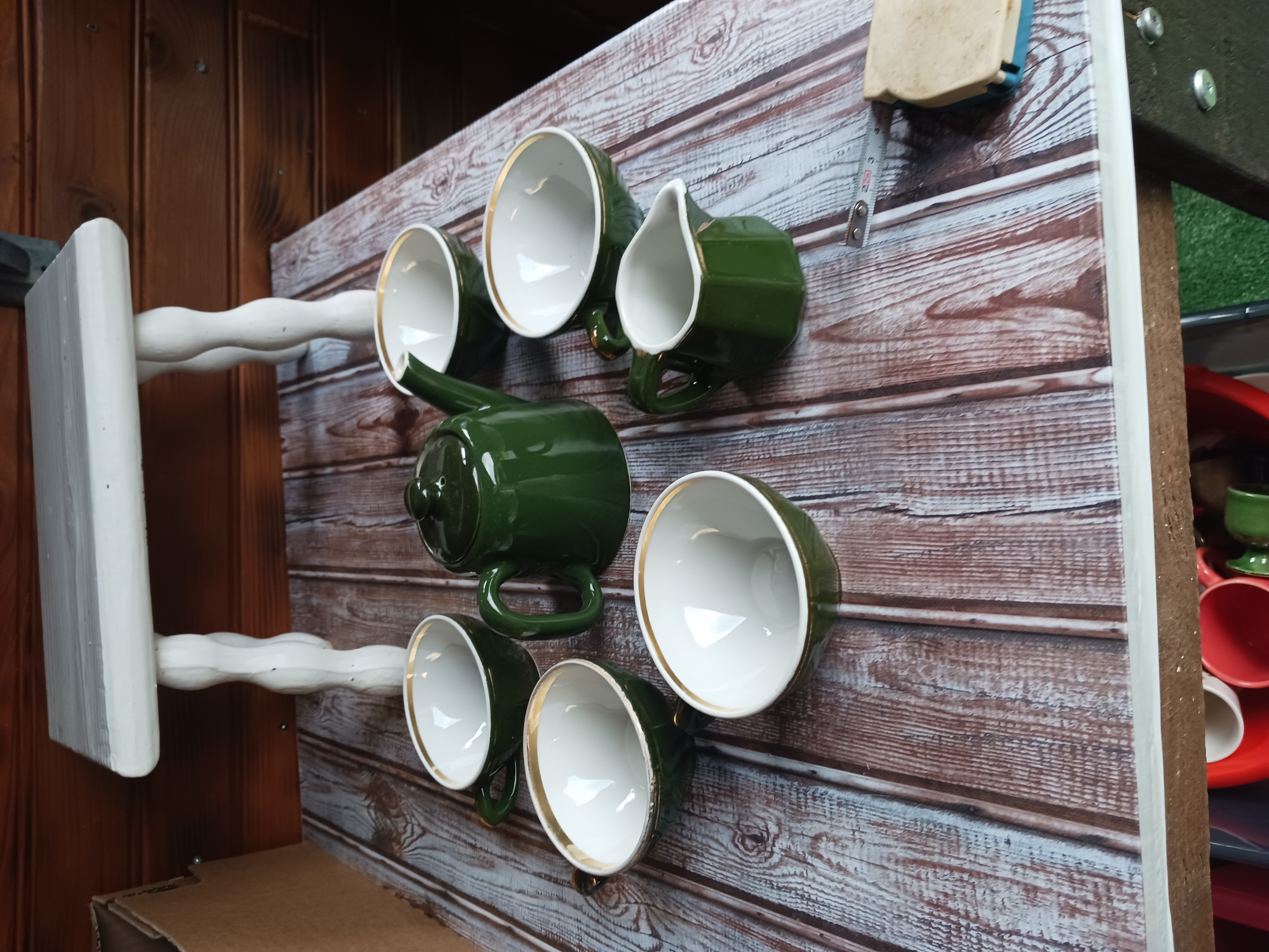 Service � th� c�ramique vert et blanc 10 Thourotte (60)