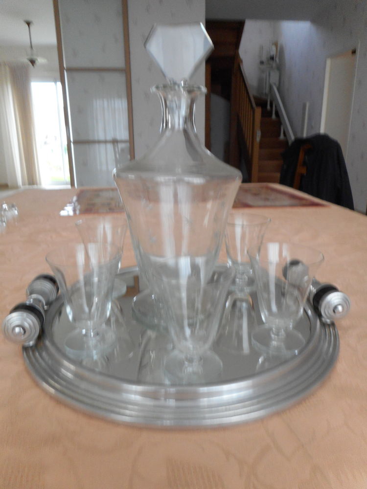 Service � liqueur en verre grav� ann�es 30/40. 25 Pau (64)