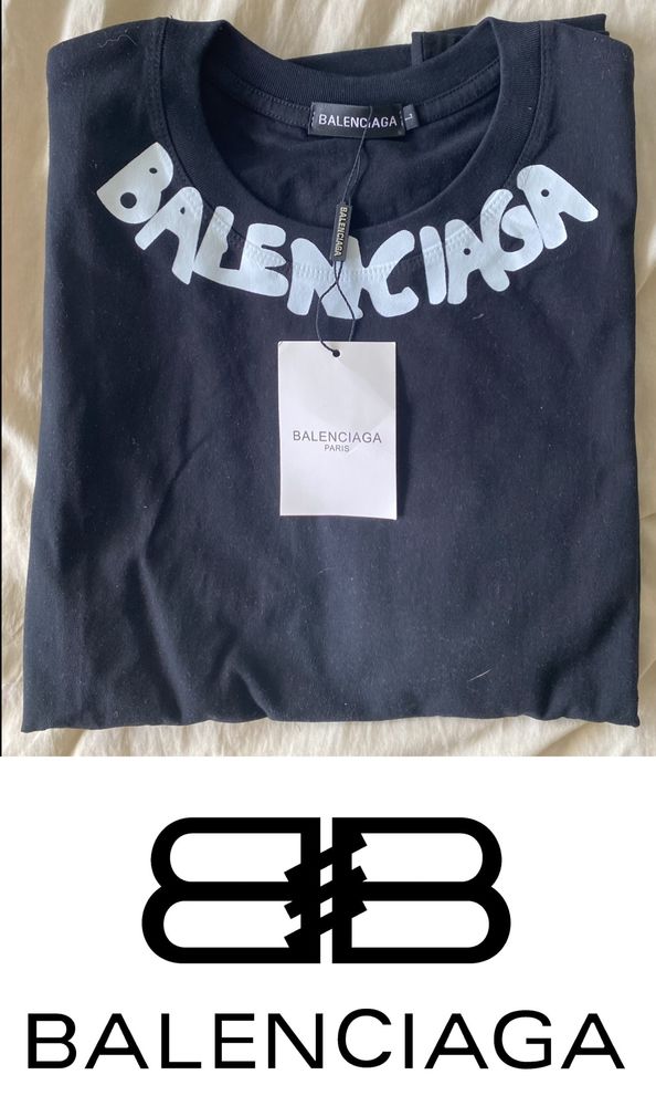 Tee-Shirt Balenciaga noir - manche courte - taille L - 100� 100 Villemur-sur-Tarn (31)