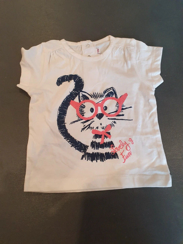 Tee shirt blanc avec chat - 12 mois 1 Aubvillers (80)