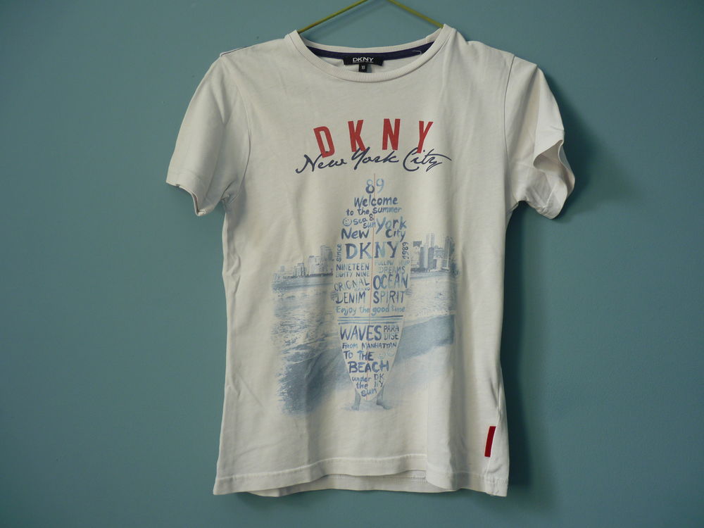 T-shirt blanc garçon DKNY 10 ans TBE MC 5 Brienne-le-Château (10)