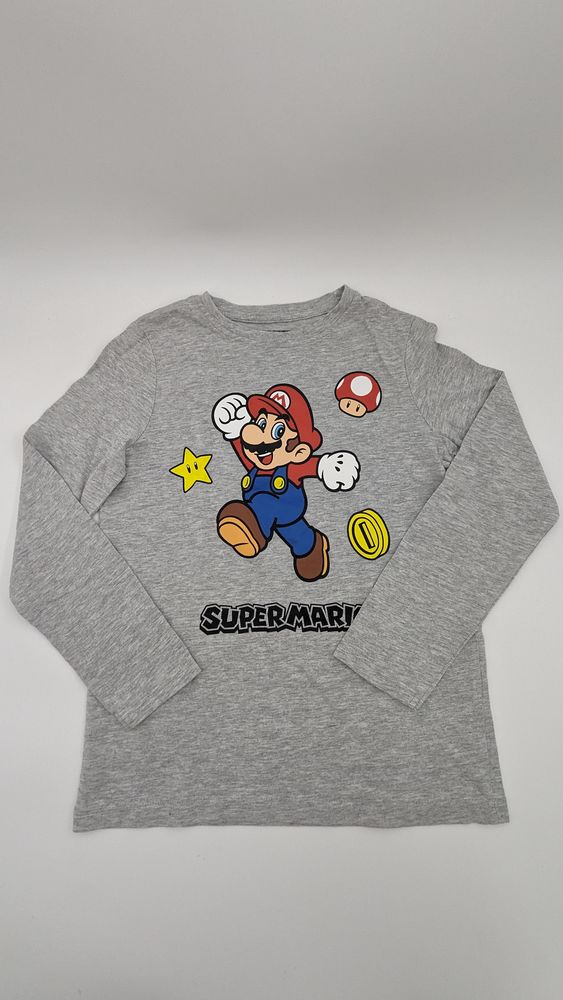 T-Shirt gris manches longues Super Mario 5 Vulbens (74)