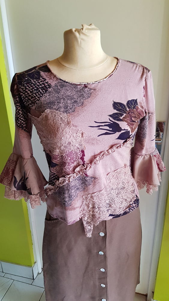 Tee-shirt imprim� dentelle Ren� Derhy (38/40) 10 Saint-Martin-le-Beau (37)