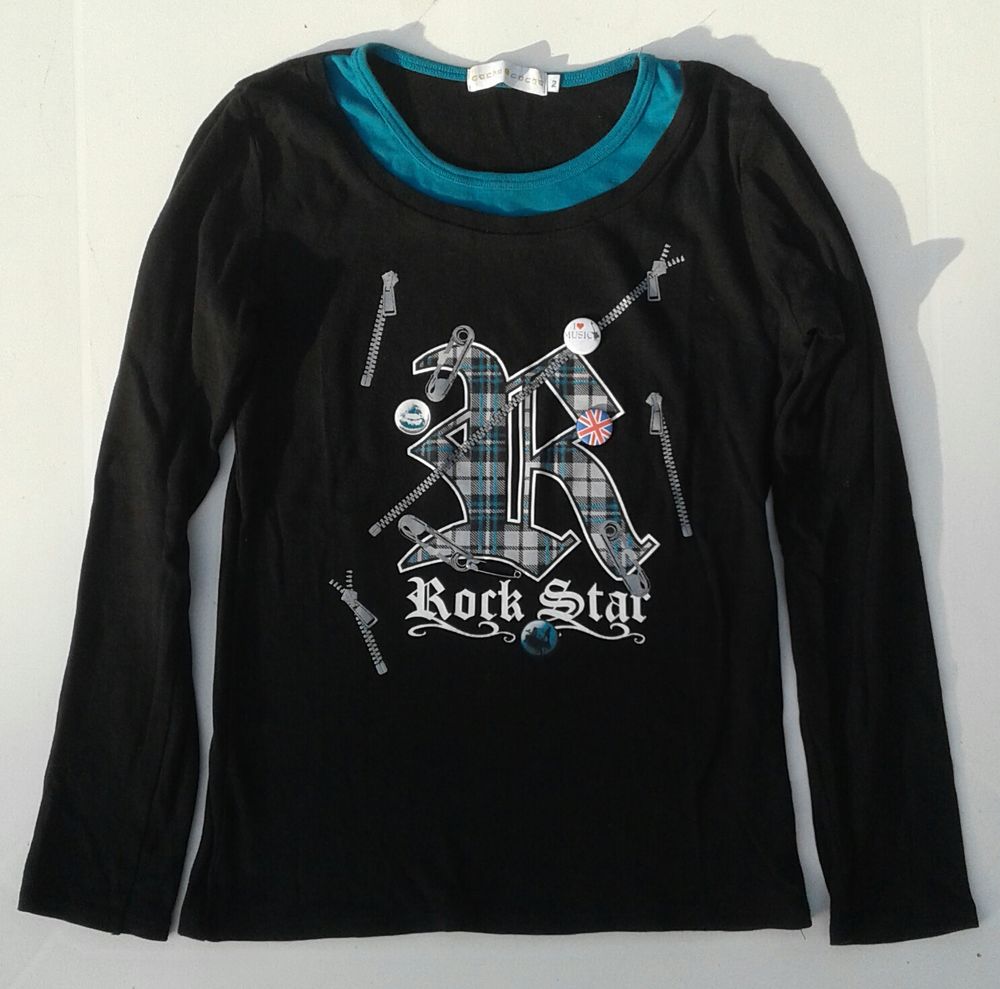 t-shirt longues manches
noir avec col bleu 4 Cramont (80)