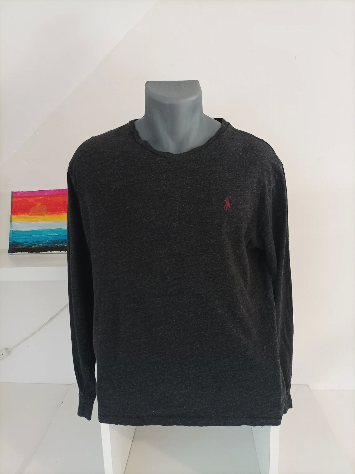 T Shirt manches longues Ralph Lauren gris anthracite 15 Fouesnant (29)