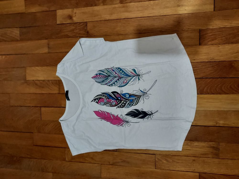 T-shirt � motif plumes color�es 10 Houilles (78)