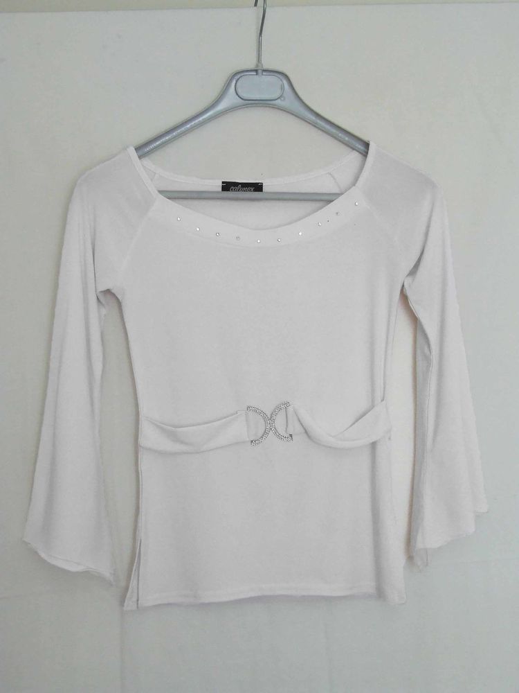 Tee-shirt pr�s du corps encolure bateau CALINEX PARIS Blanc 3 Bagnolet (93)