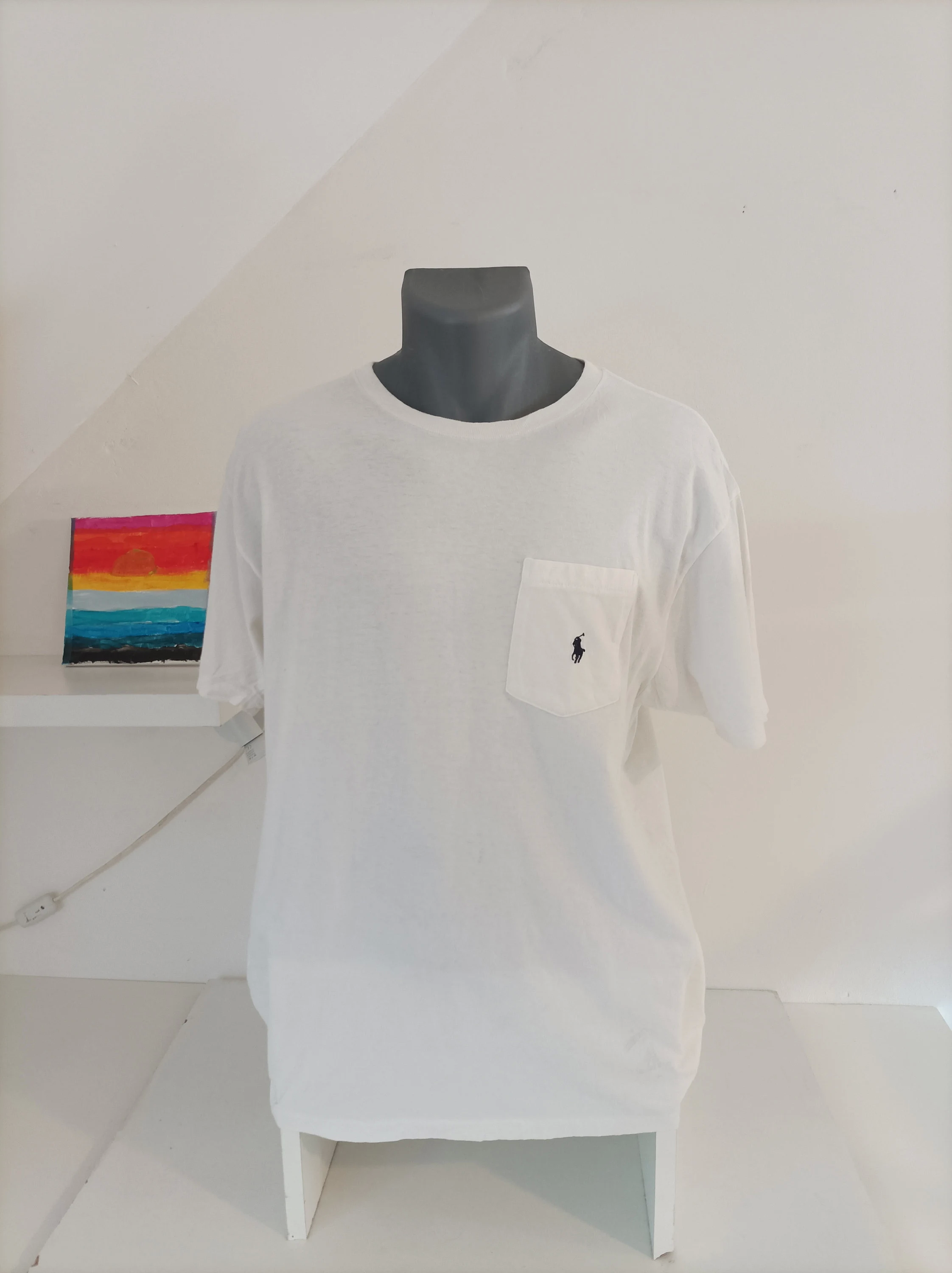 T-Shirt Ralph Lauren blanc logo noir 15 Fouesnant (29)