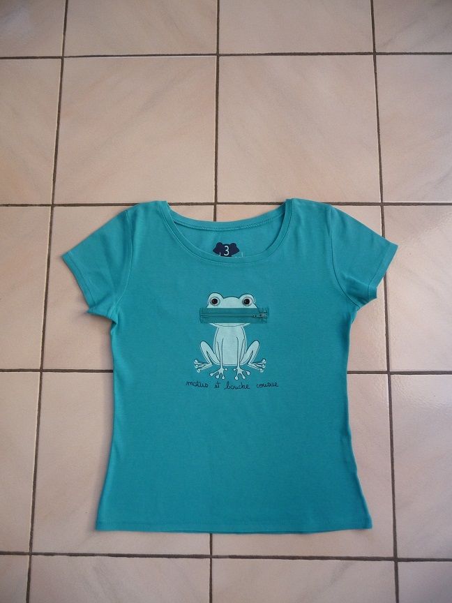 Tee-shirt turquoise Grenouille CACHE-CACHE 12 Celles-sur-Belle (79)