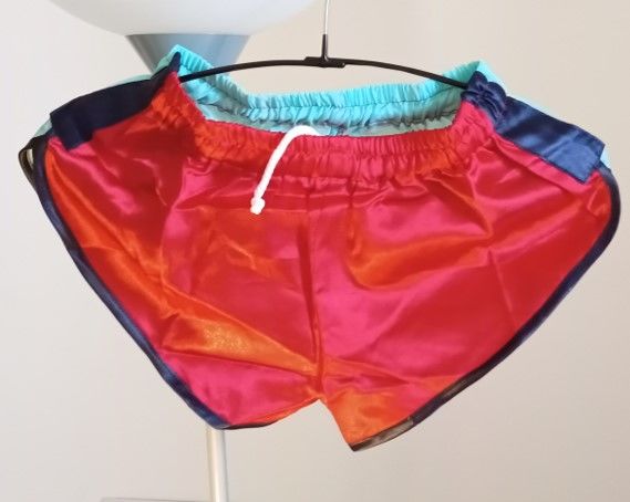 Short Vintage Nylon Satin Bicolore rouge/vert clair S40 20 Lyon 3 (69)