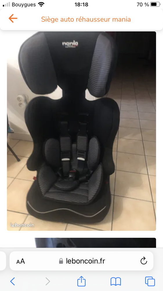 Si�ge auto r�hausseur 25 Mandelieu-la-Napoule (06)