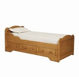 Lit simple 90 x 190 avec tiroirs en �pic�a naturel cir� 290 Cormeilles-en-Parisis (95)