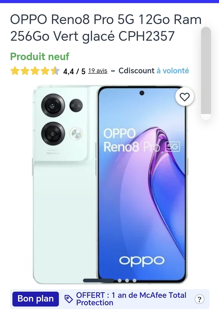 Smartphone OPPO Reno8 Pro 5G Vert Glac� 256Go 250 Trieux (54)