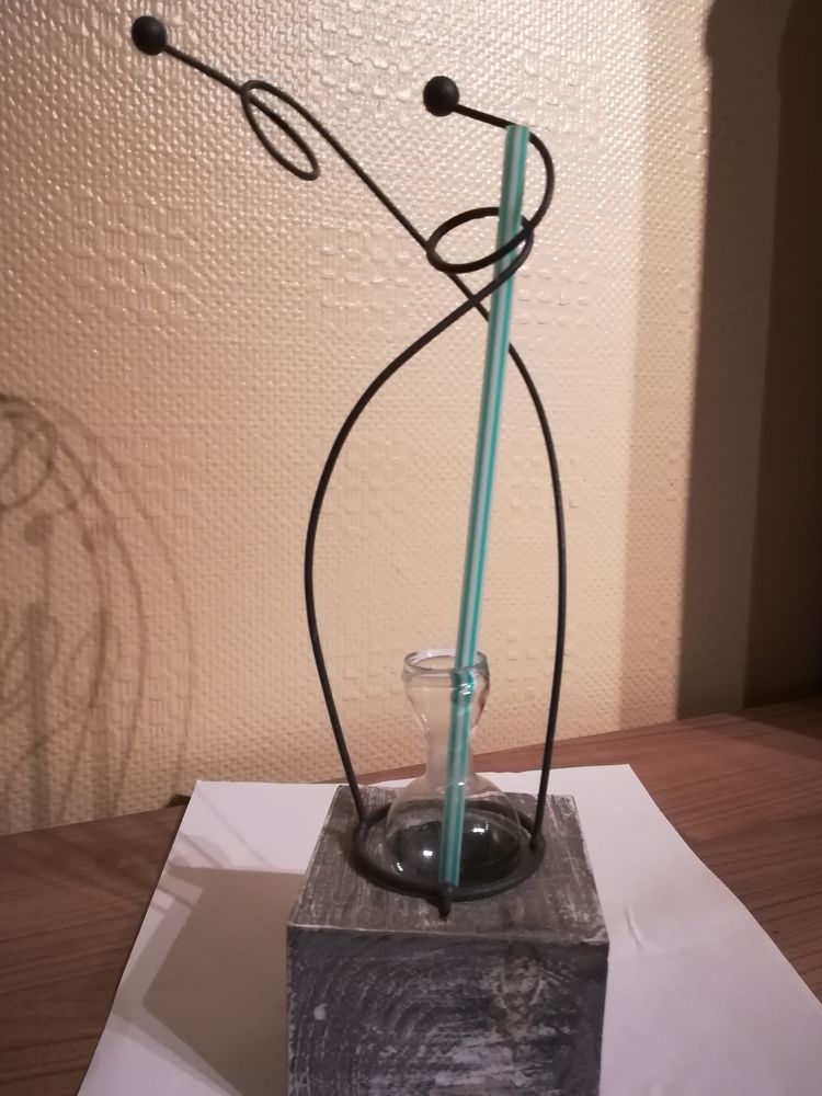 SOLIFLORE ORIGINAL,VASE / BOUGEOIR sur socle carr� bois gris 0 Mouvaux (59)