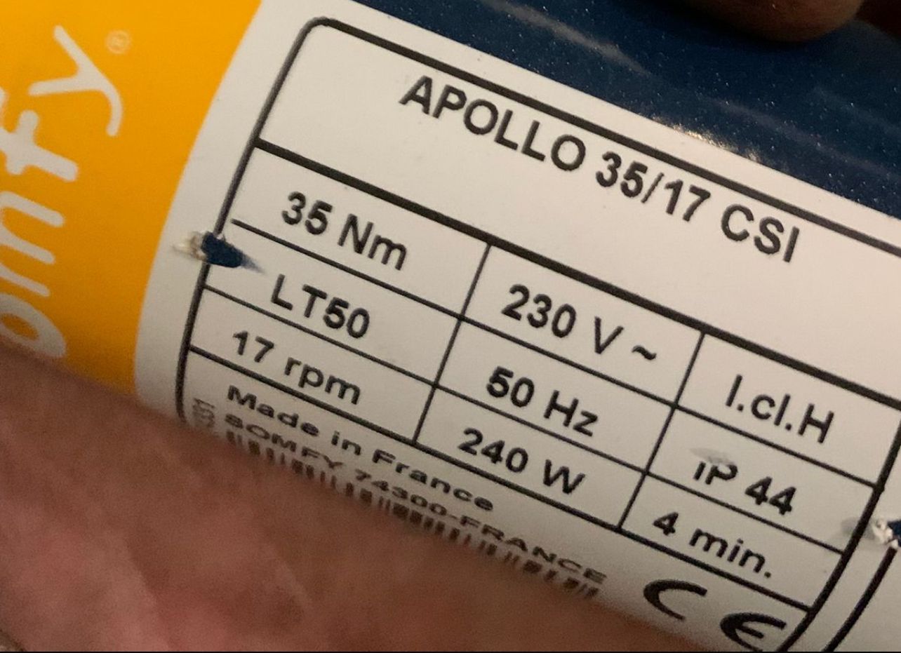 Somfy Apollo 35/17 Csi moteur de volets roulants 0 Maisons-Alfort (94)